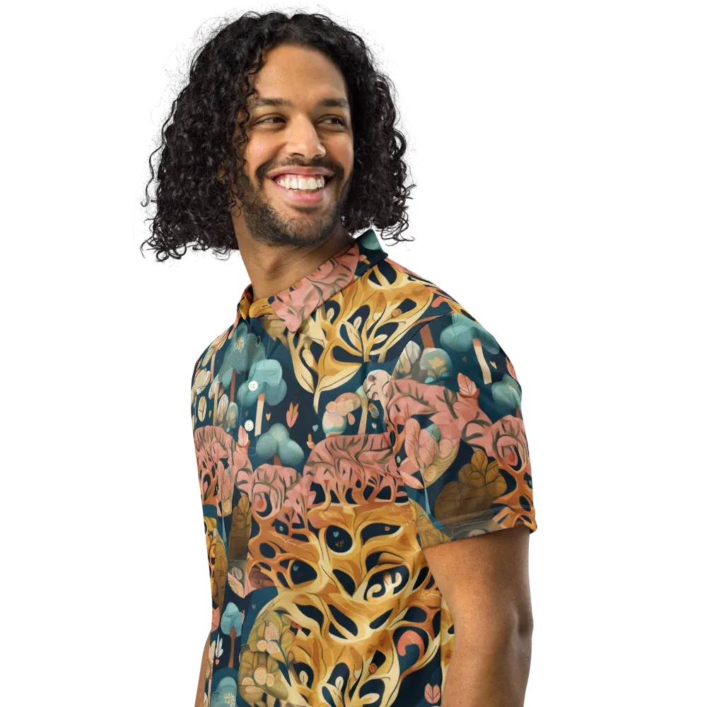 Midnight Mycelium on Men's Slim Fit Polo Shirt — Left Front