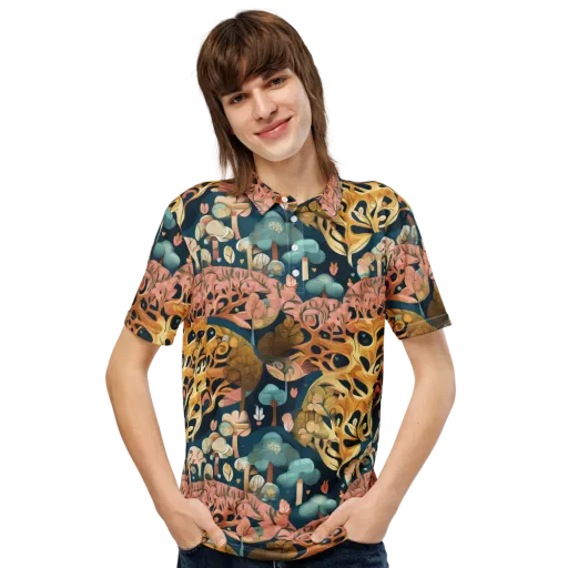 Midnight Mycelium on a Men's Slim Fit Polo Shirt