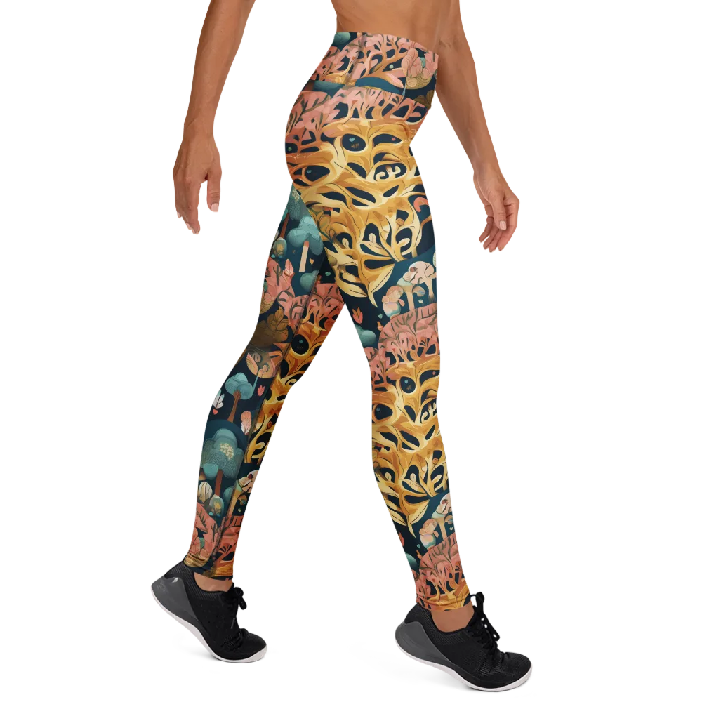 Midnight Mycelium on Yoga Leggings — Right