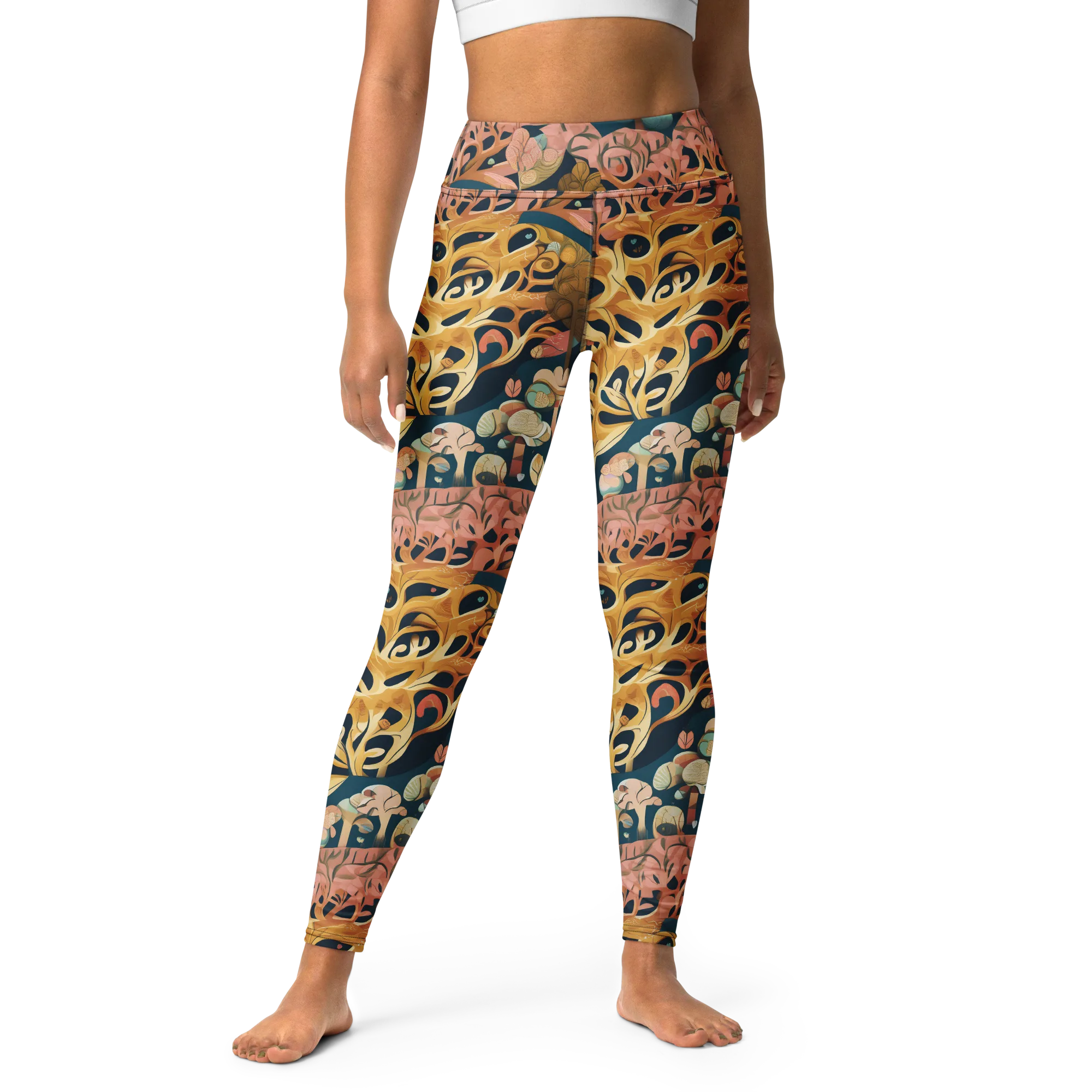 Midnight Mycelium on Yoga Leggings — Front