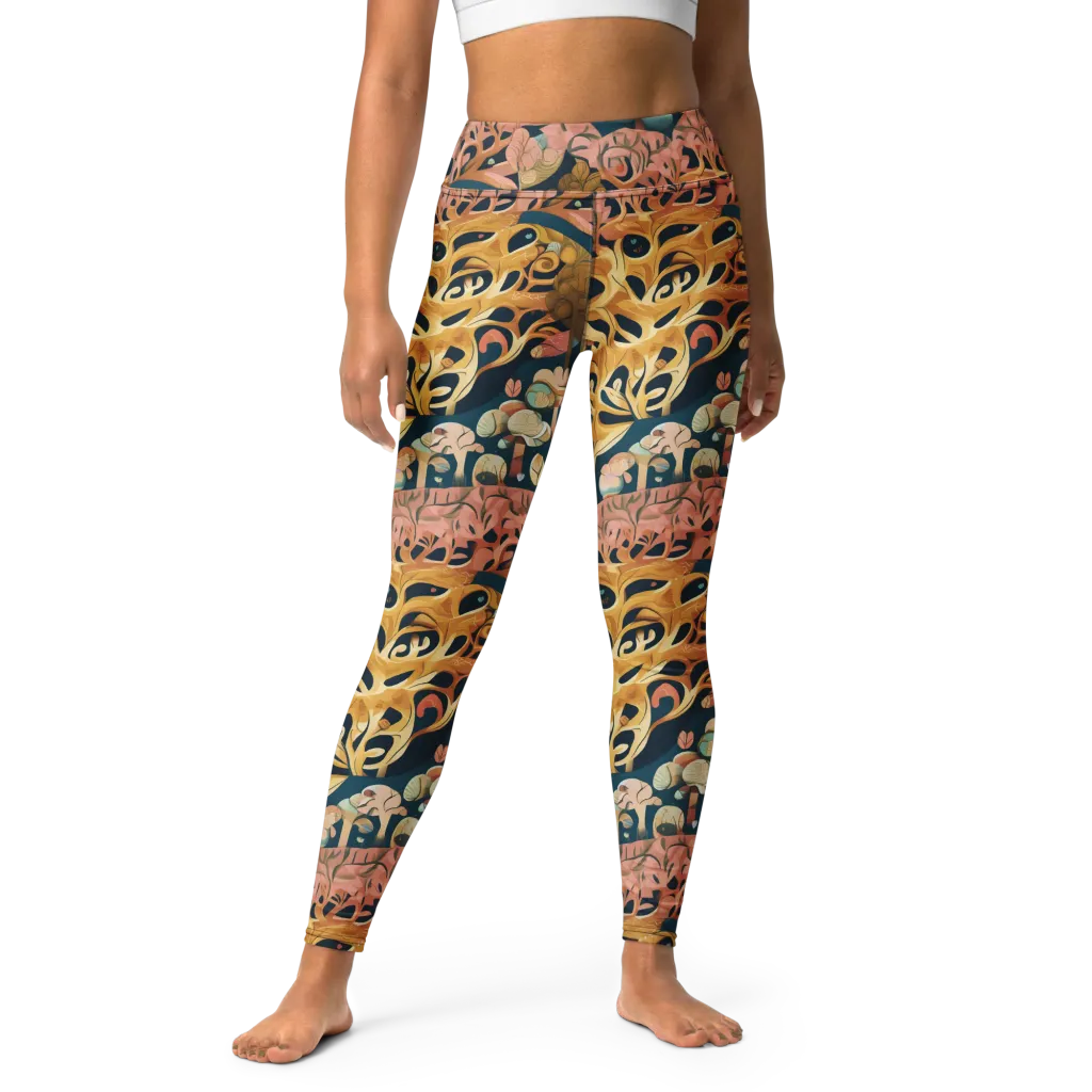 Midnight Mycelium on Yoga Leggings — Front