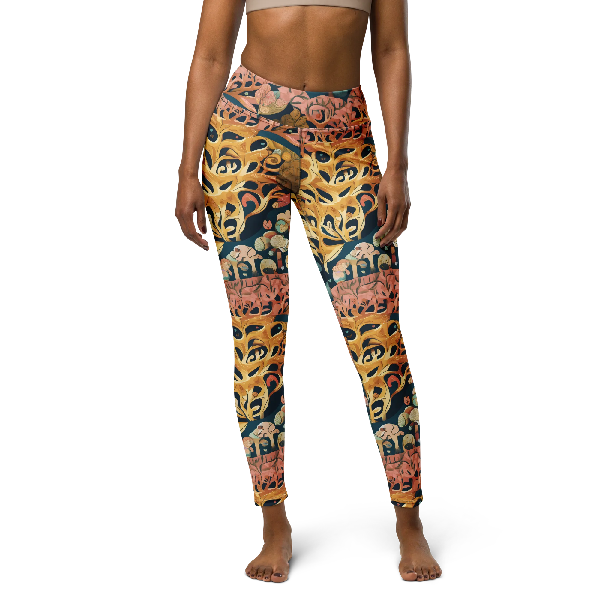 Midnight Mycelium on Yoga Leggings — Front