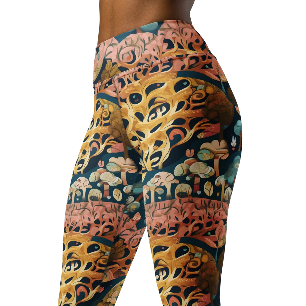 Midnight Mycelium on Yoga Leggings — Left Front