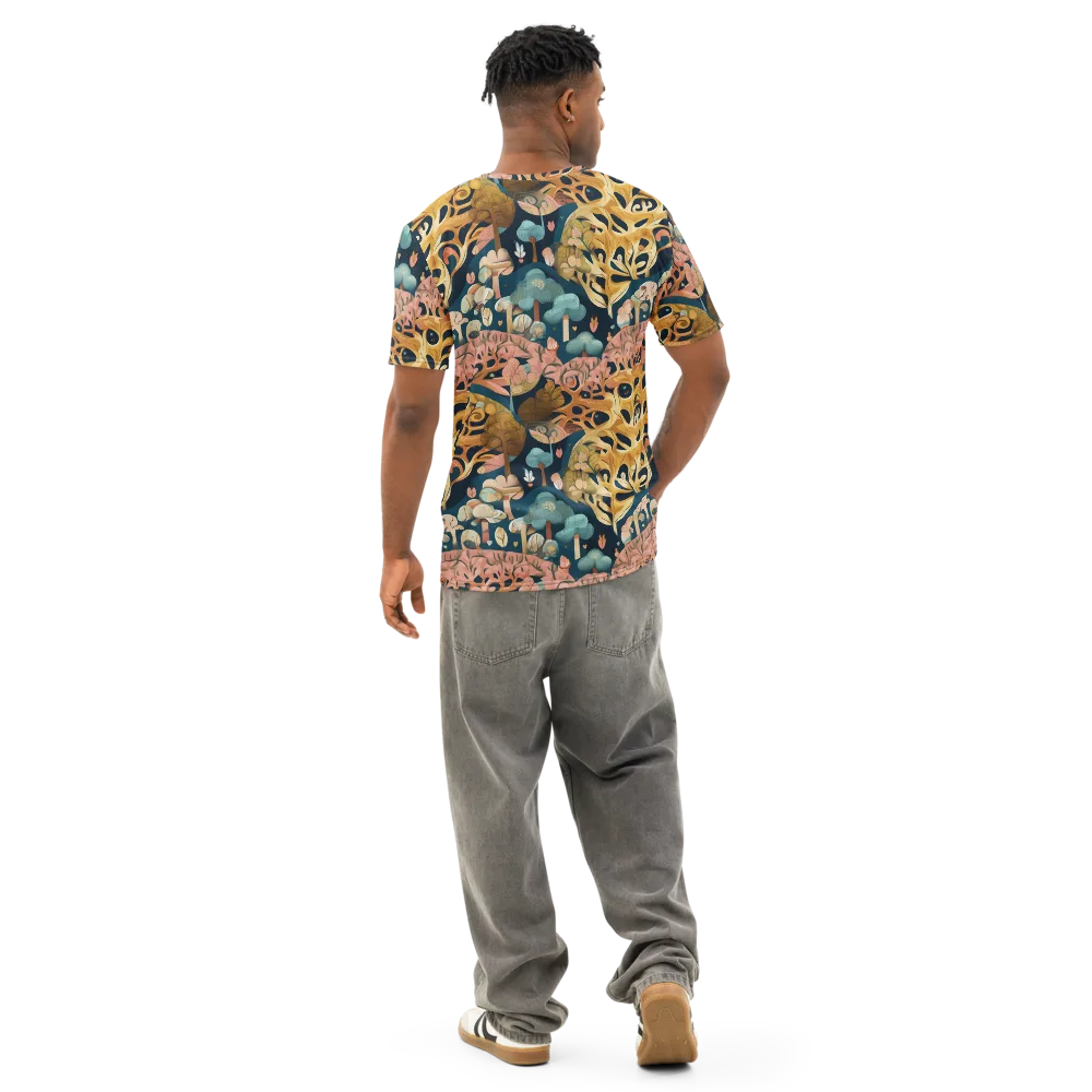 Midnight Mycelium on Men's Cotton Crew Neck T-Shirt — Back