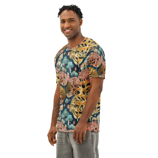 Midnight Mycelium on a Men's Cotton Crew Neck T-Shirt