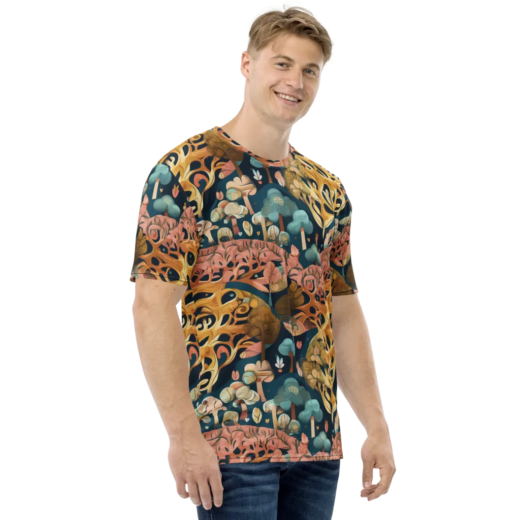Midnight Mycelium on Men's Crew Neck T-Shirt — Right
