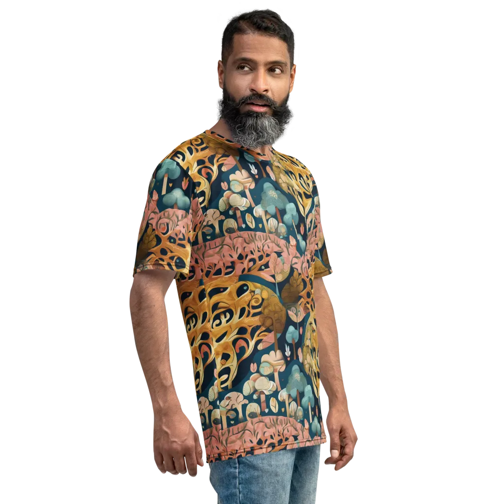 Midnight Mycelium on Men's Crew Neck T-Shirt — Right