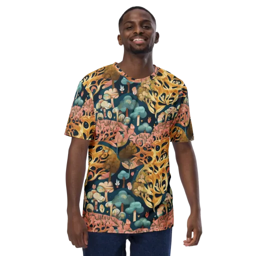 Midnight Mycelium on a Men's Crew Neck T-Shirt