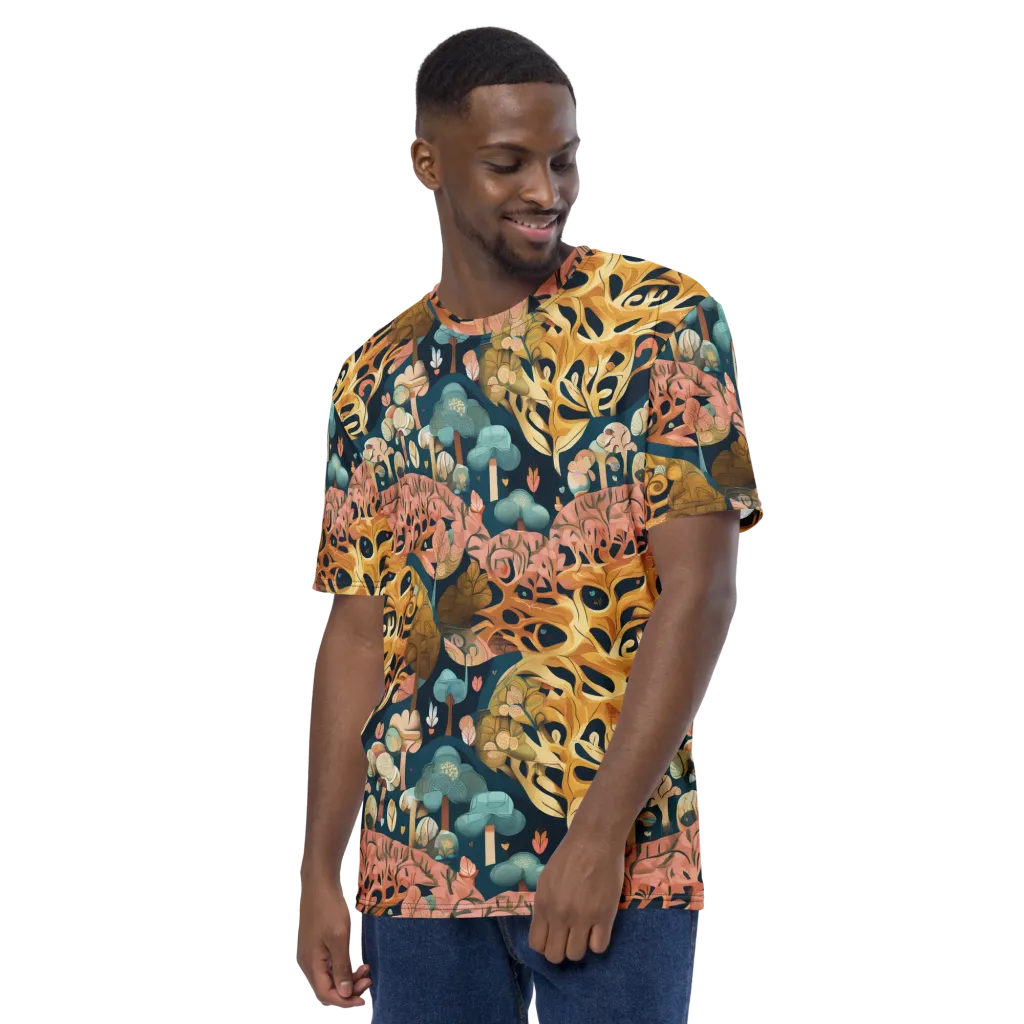 Midnight Mycelium on Men's Crew Neck T-Shirt — Left