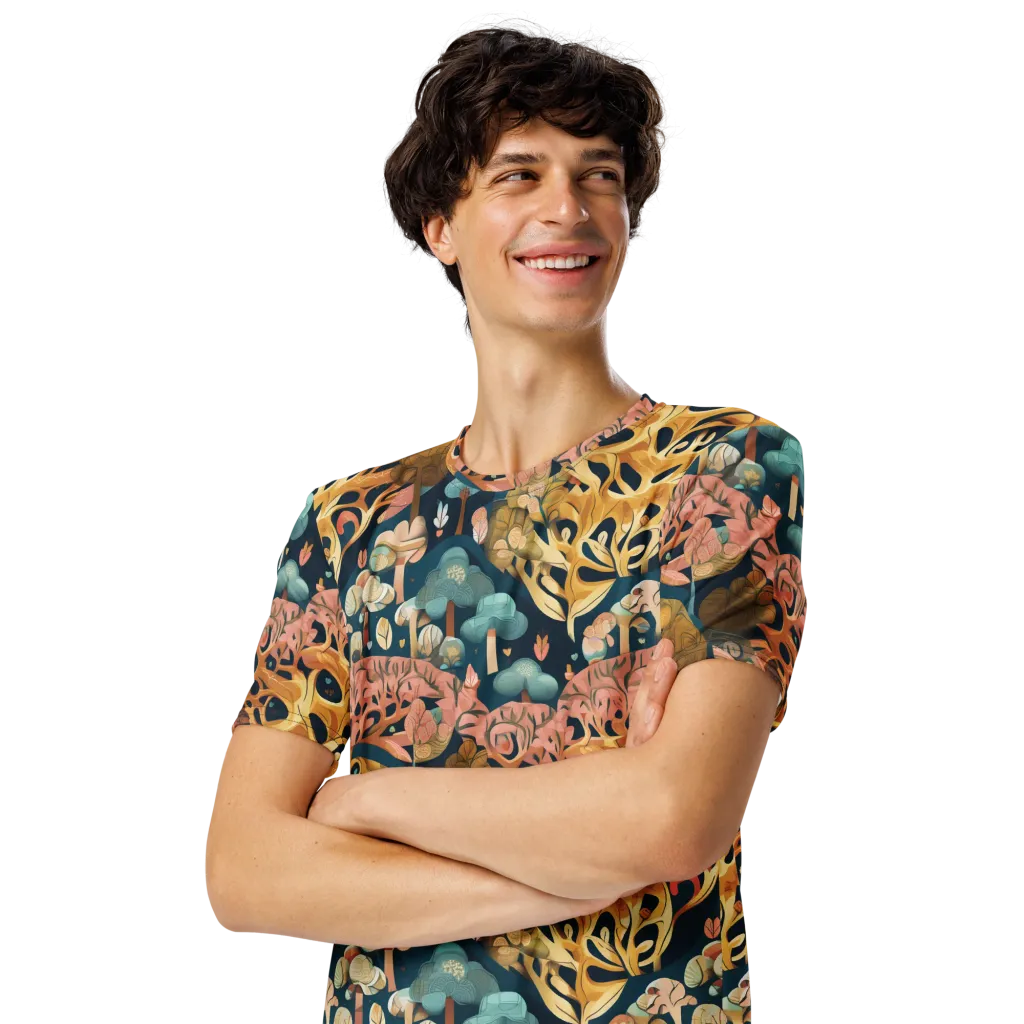 Midnight Mycelium on Men's Crew Neck T-Shirt — Left Front