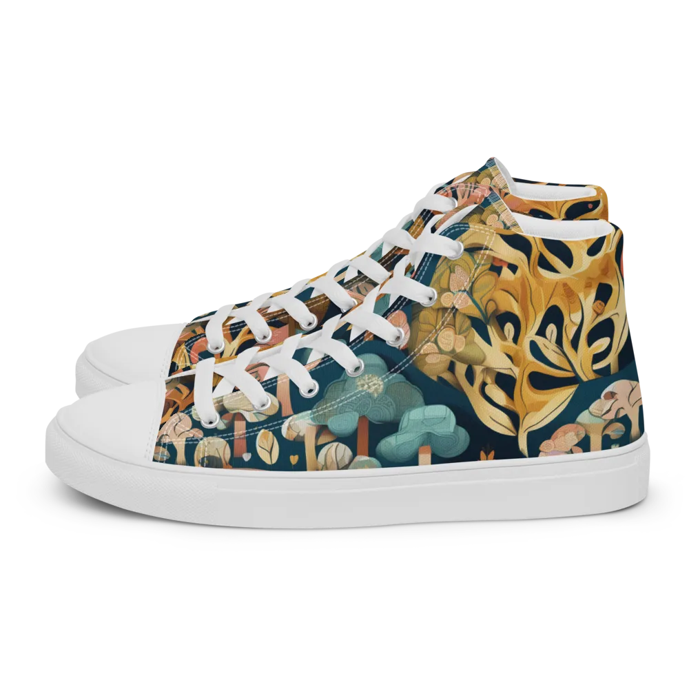 Midnight Mycelium on Men's High Top Canvas Shoes — Left
