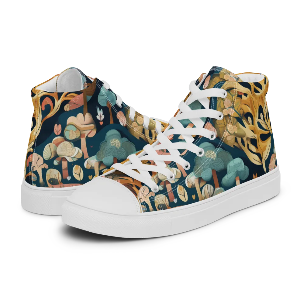 Midnight Mycelium on Men's High Top Canvas Shoes — Left