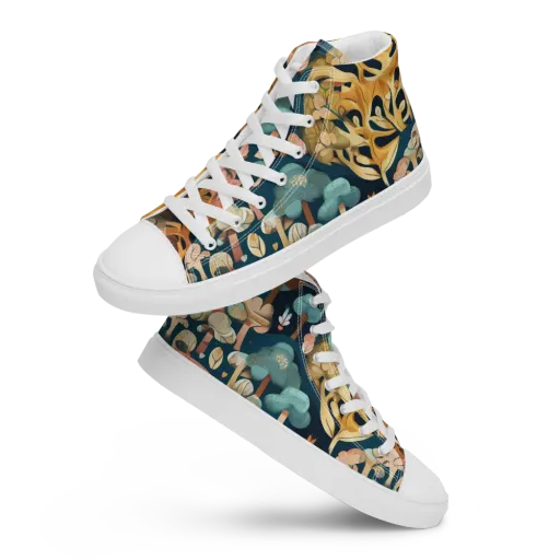 Midnight Mycelium on a Men's High Top Canvas Shoes