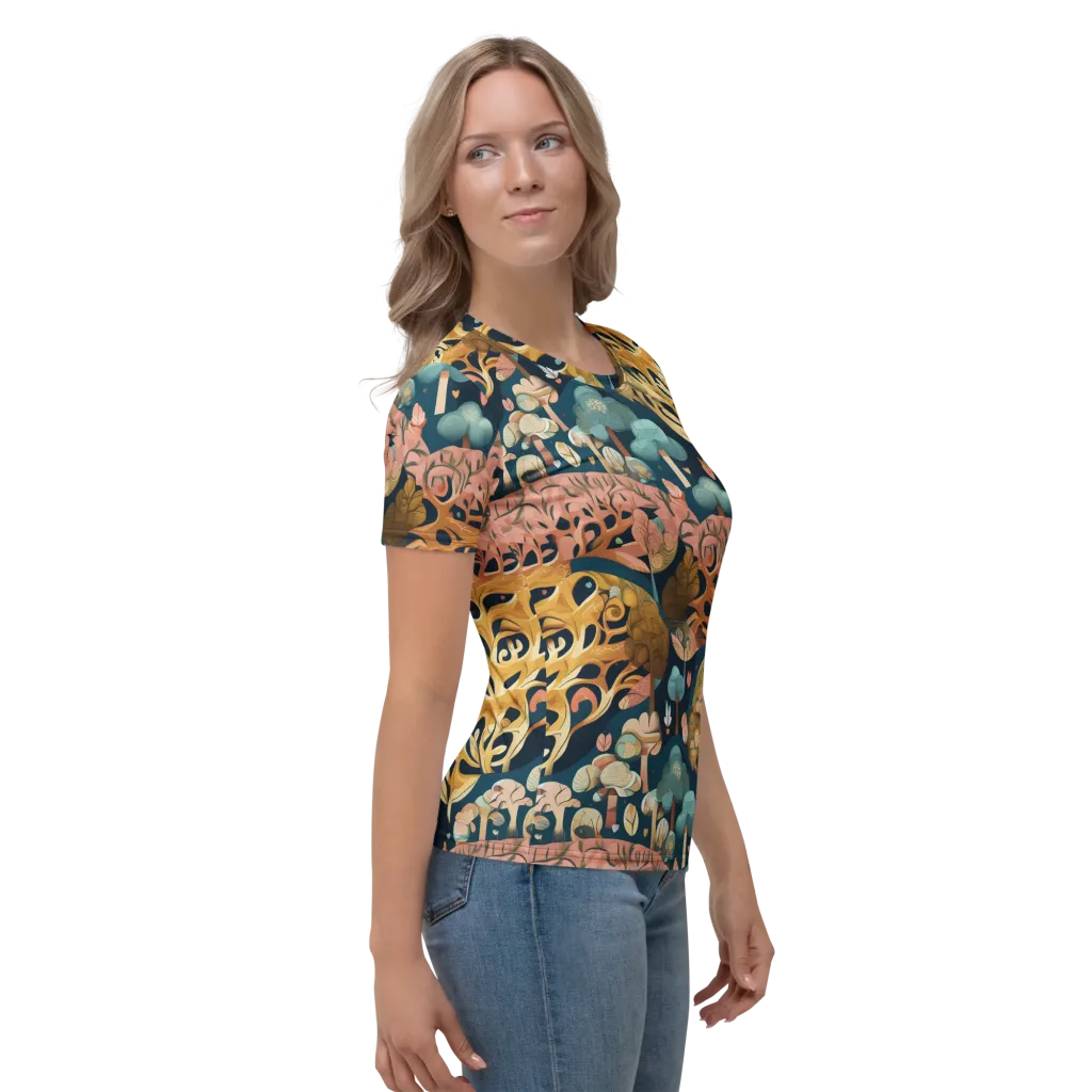 Midnight Mycelium on Women's Crew Neck T-Shirt — Right