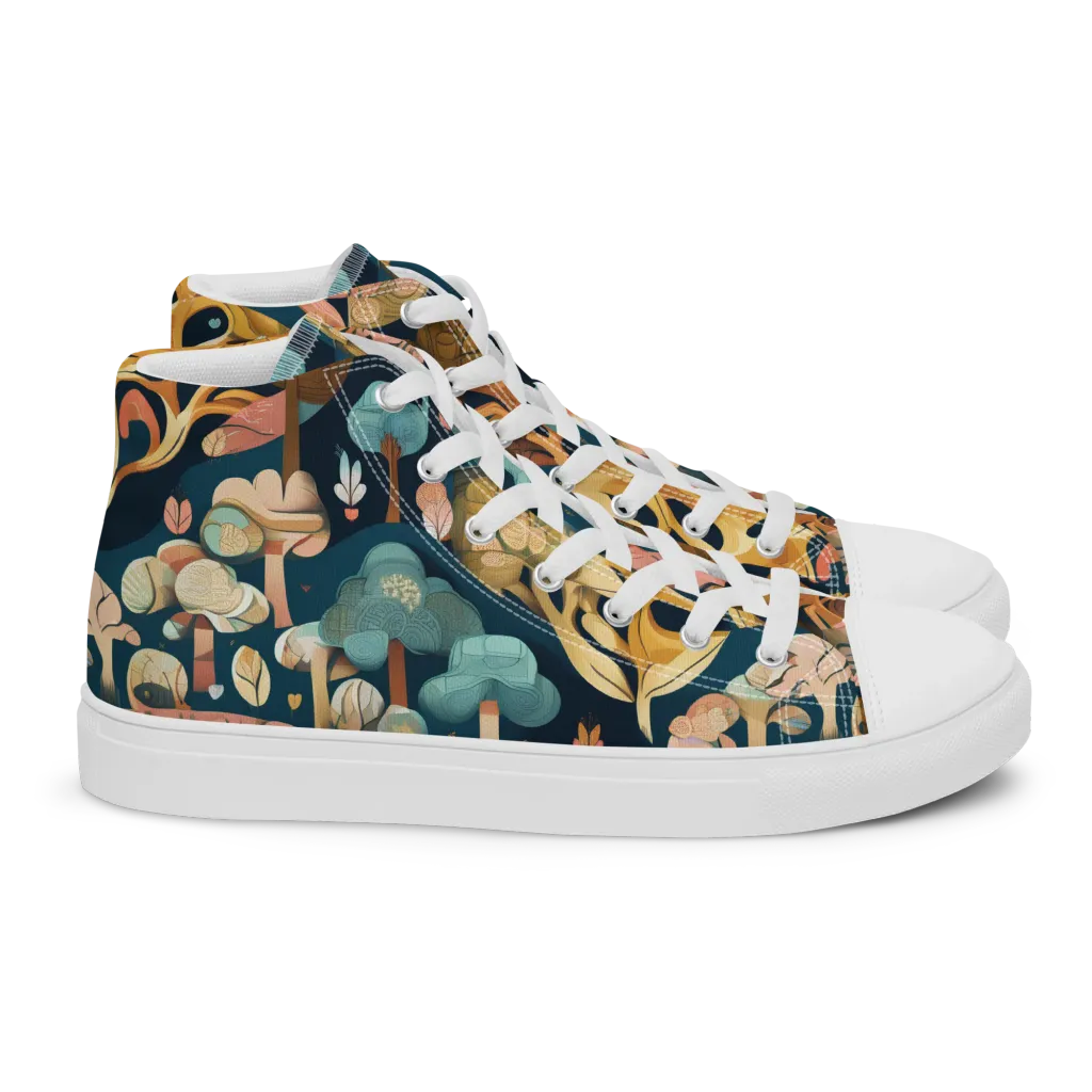 Midnight Mycelium on Women's High Top Canvas Shoes — Right
