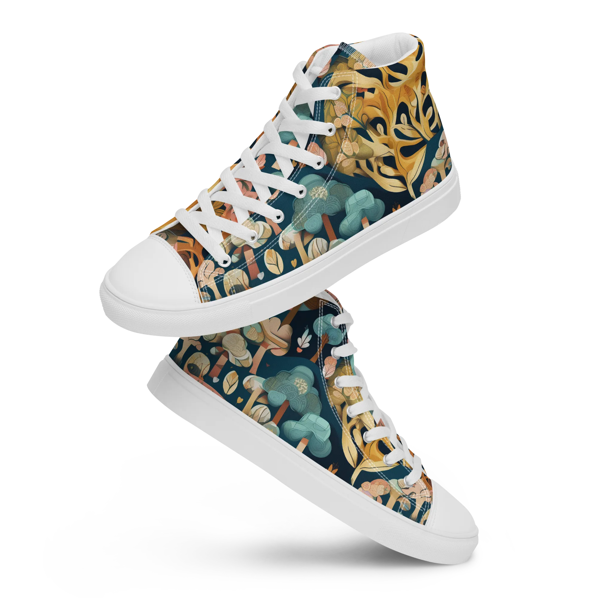 Midnight Mycelium on Women's High Top Canvas Shoes — Front