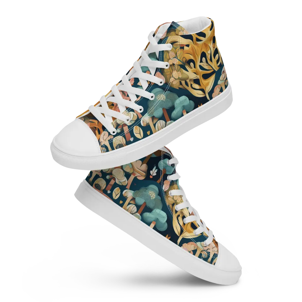 Midnight Mycelium on Women's High Top Canvas Shoes — Front