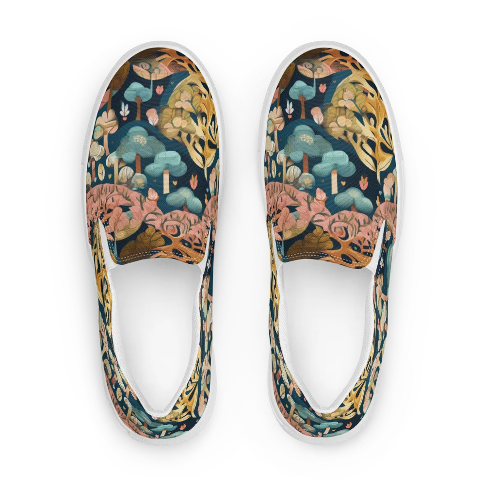 Midnight Mycelium on Men's Slip-On Canvas Shoes — Front