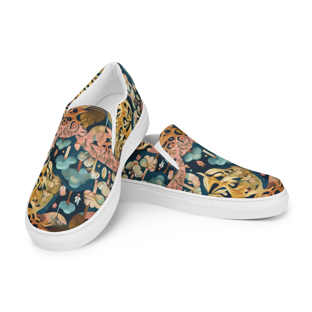 Midnight Mycelium on Men's Slip-On Canvas Shoes — Left Front