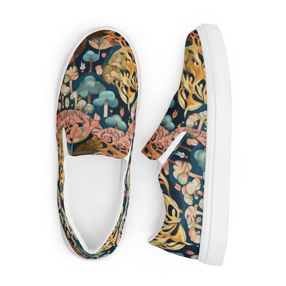 Midnight Mycelium on Men's Slip-On Canvas Shoes — Front