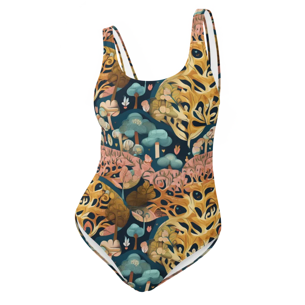 Midnight Mycelium on One-Piece Swimsuit — Front