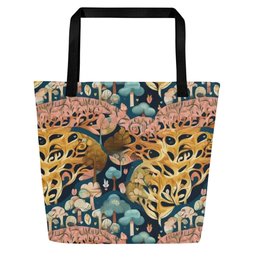 Midnight Mycelium on a Large Tote Bag W/ Pocket