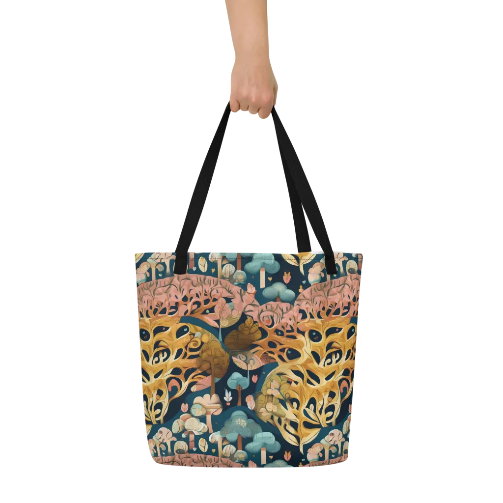 Midnight Mycelium on Large Tote Bag W/ Pocket — Front