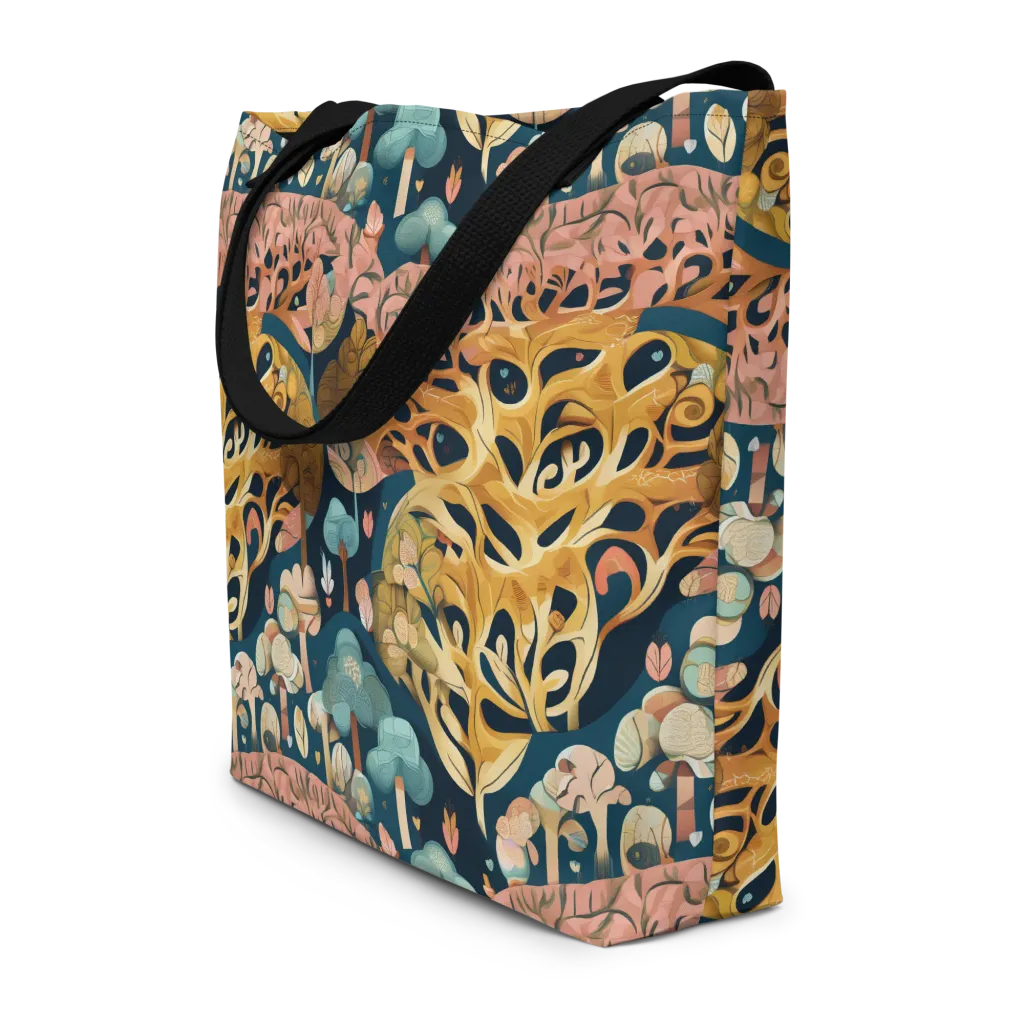 Midnight Mycelium on Large Tote Bag W/ Pocket — Front