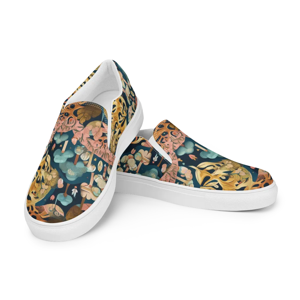 Midnight Mycelium on Women's Slip-On Canvas Shoes — Left Front