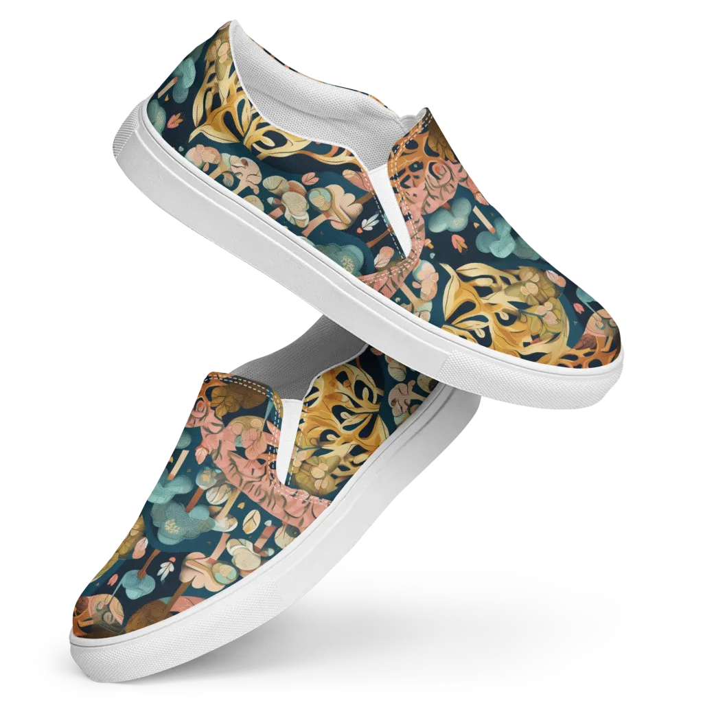 Midnight Mycelium on Women's Slip-On Canvas Shoes — Front
