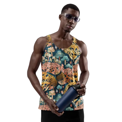 Midnight Mycelium on a Men's Tank Top
