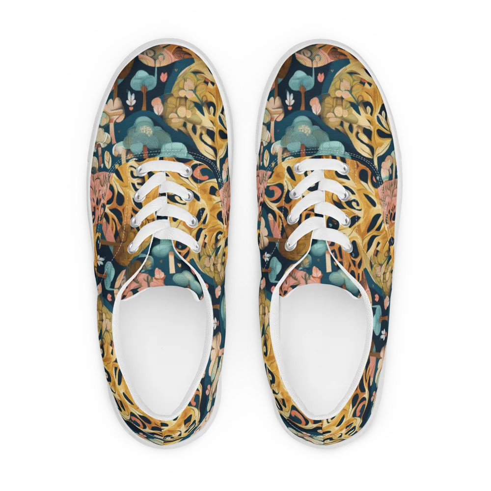Midnight Mycelium on Men's Lace-Up Canvas Shoes — Front
