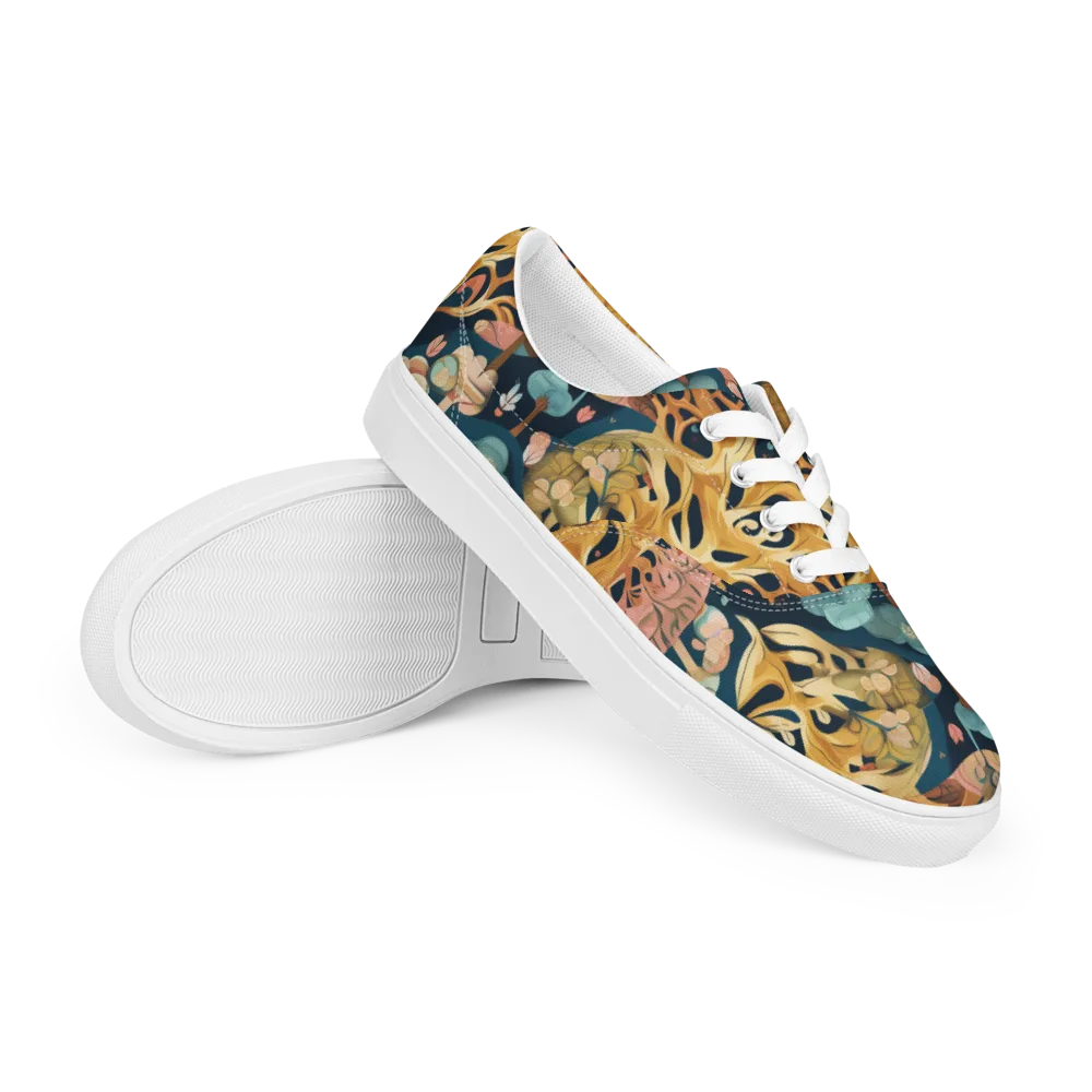 Midnight Mycelium on Men's Lace-Up Canvas Shoes — Right Front