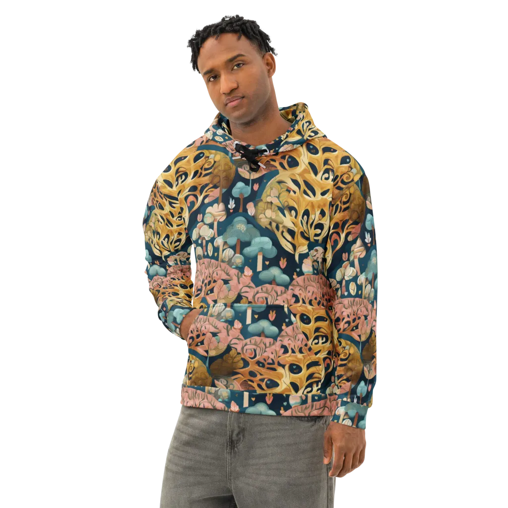 Midnight Mycelium on Cotton Hoodie — Left Front