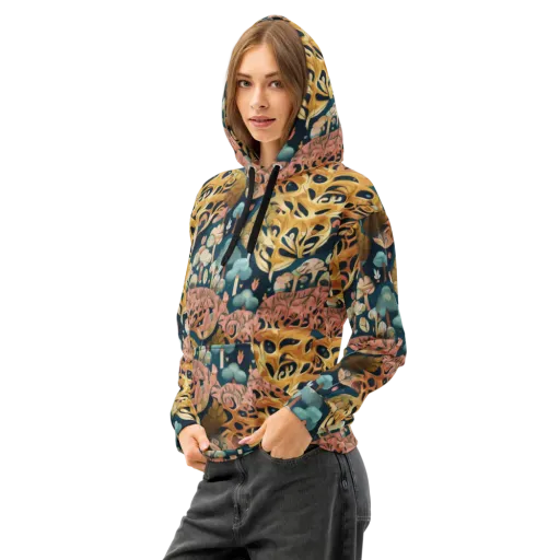 Midnight Mycelium on a Cotton Hoodie