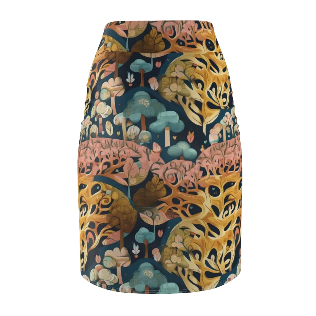 Midnight Mycelium on Pencil Skirt — Back