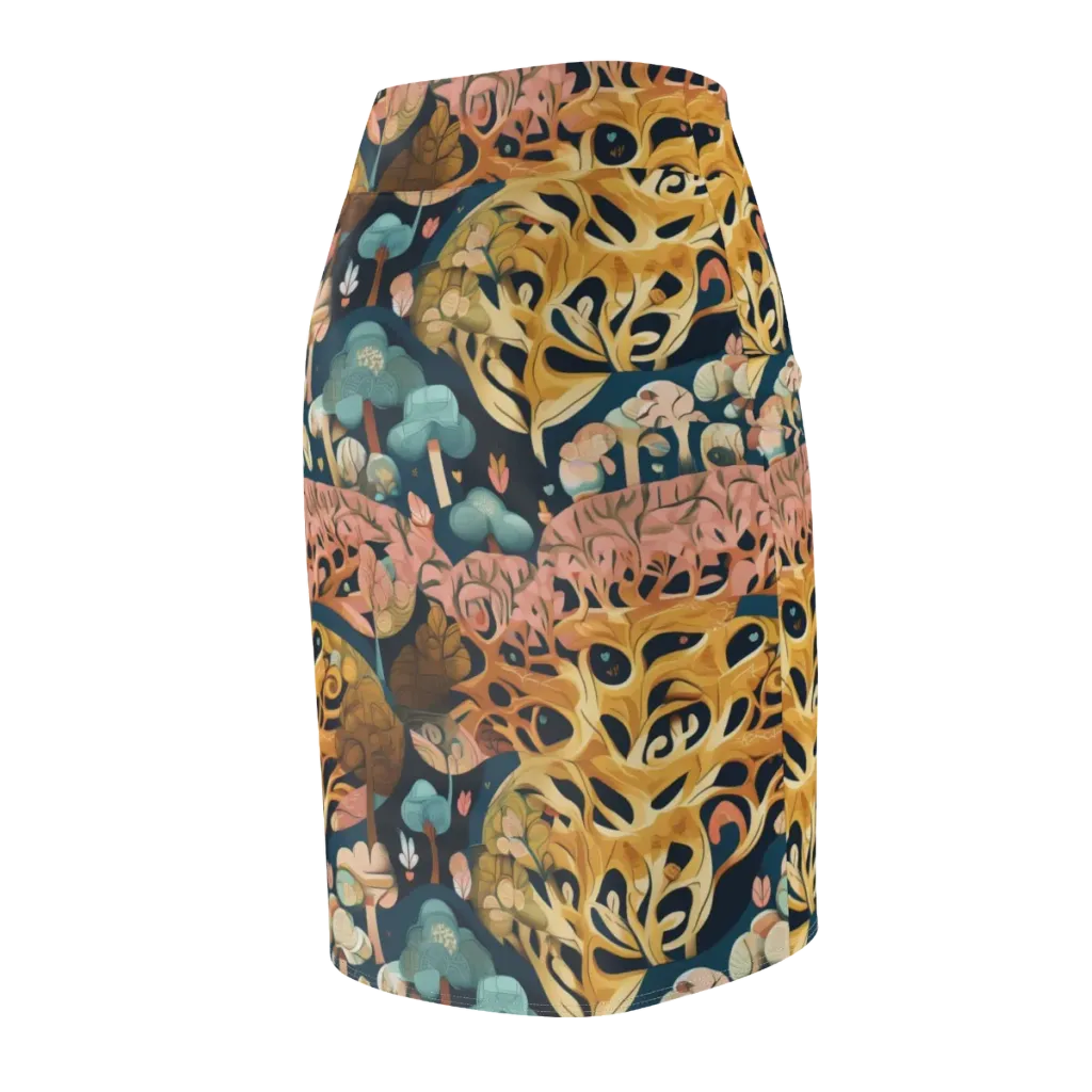 Midnight Mycelium on Pencil Skirt — Back Side