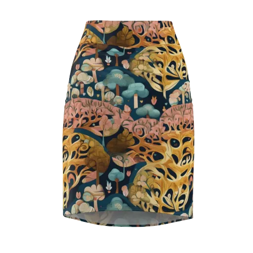 Midnight Mycelium on a Pencil Skirt