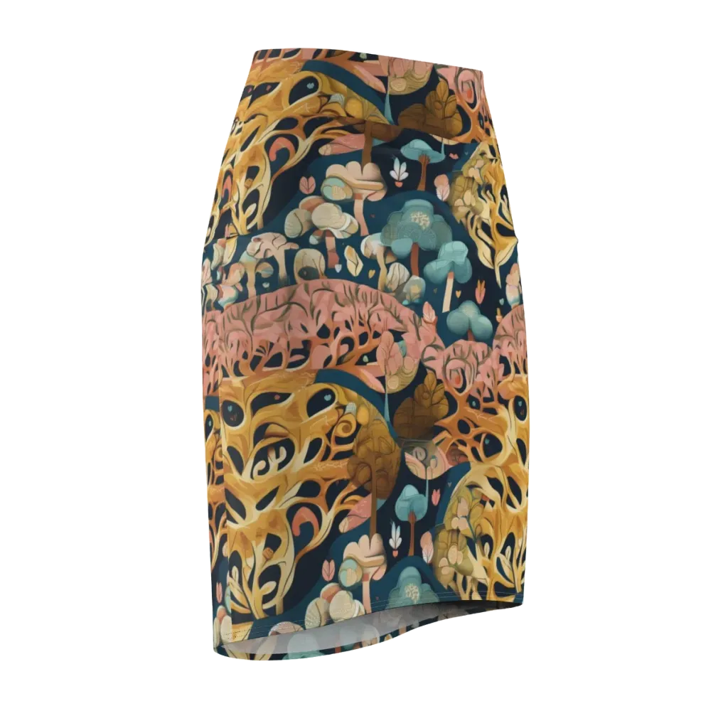 Midnight Mycelium on Pencil Skirt — Front Side