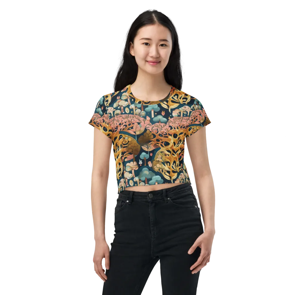 Midnight Mycelium on Crop Tee — Front