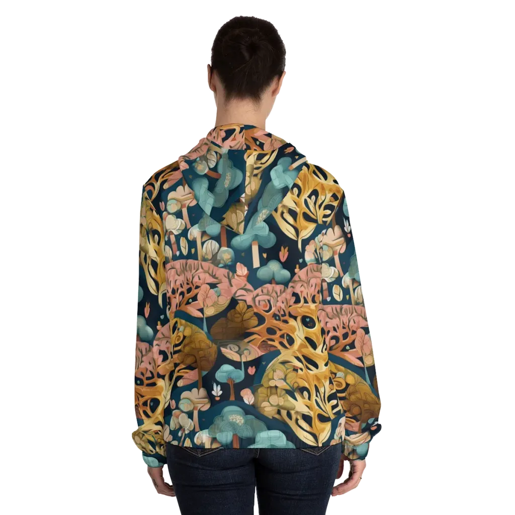 Midnight Mycelium on Women's Full-Zip Hoodie — Back On Person