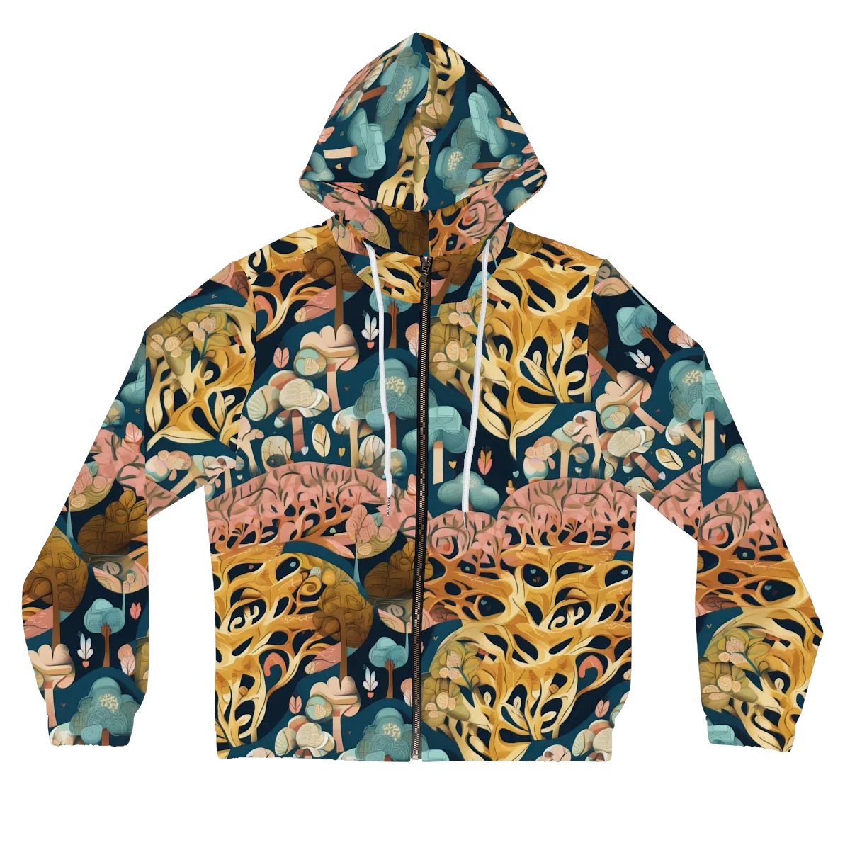 Midnight Mycelium on Women's Full-Zip Hoodie — Front