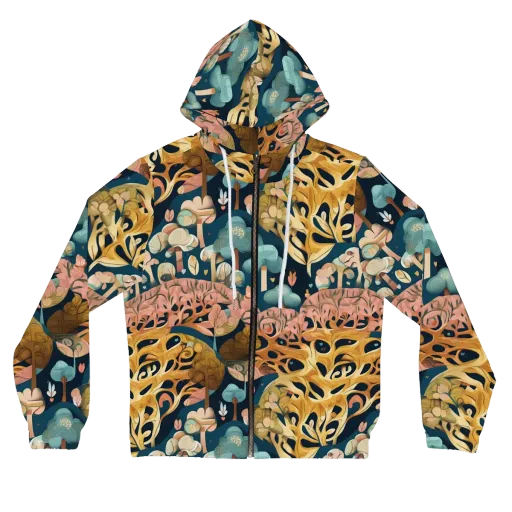 Midnight Mycelium on a Women's Full-Zip Hoodie