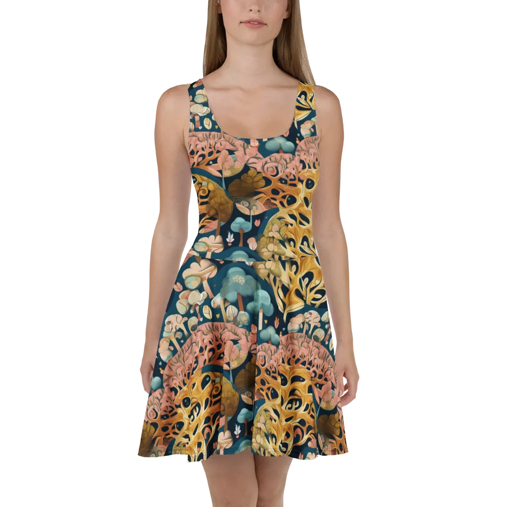 Midnight Mycelium on Skater Dress — Front
