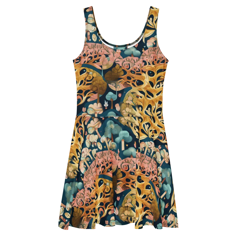 Midnight Mycelium on Skater Dress — Front