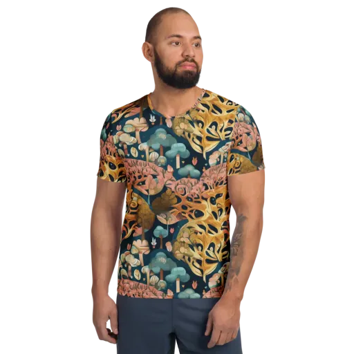 Midnight Mycelium on a Men's Athletic T-Shirt