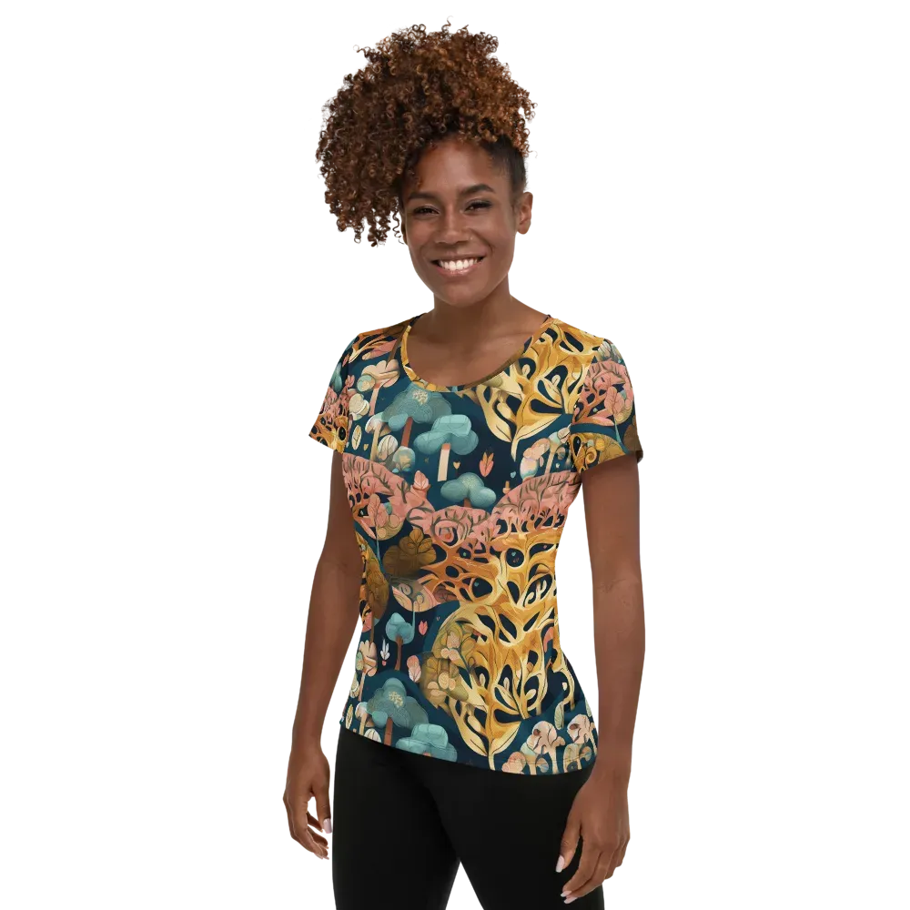 Midnight Mycelium on Women's Athletic T-Shirt — Left
