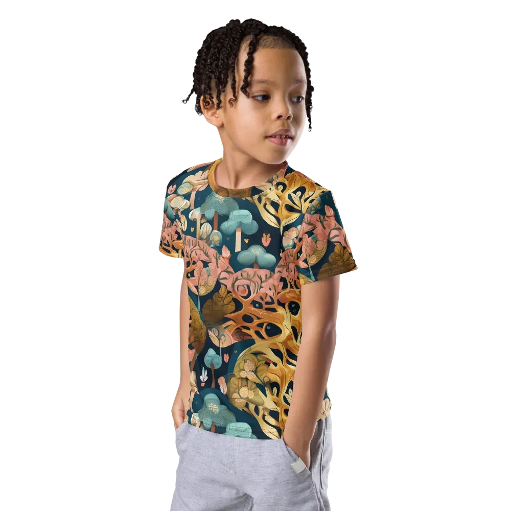 Midnight Mycelium on Kids Crew Neck T-Shirt — Left Front