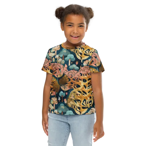 Midnight Mycelium on a Kids Crew Neck T-Shirt