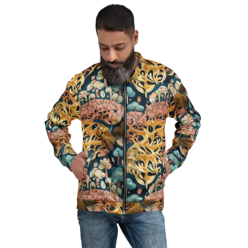 Midnight Mycelium on a Bomber Jacket
